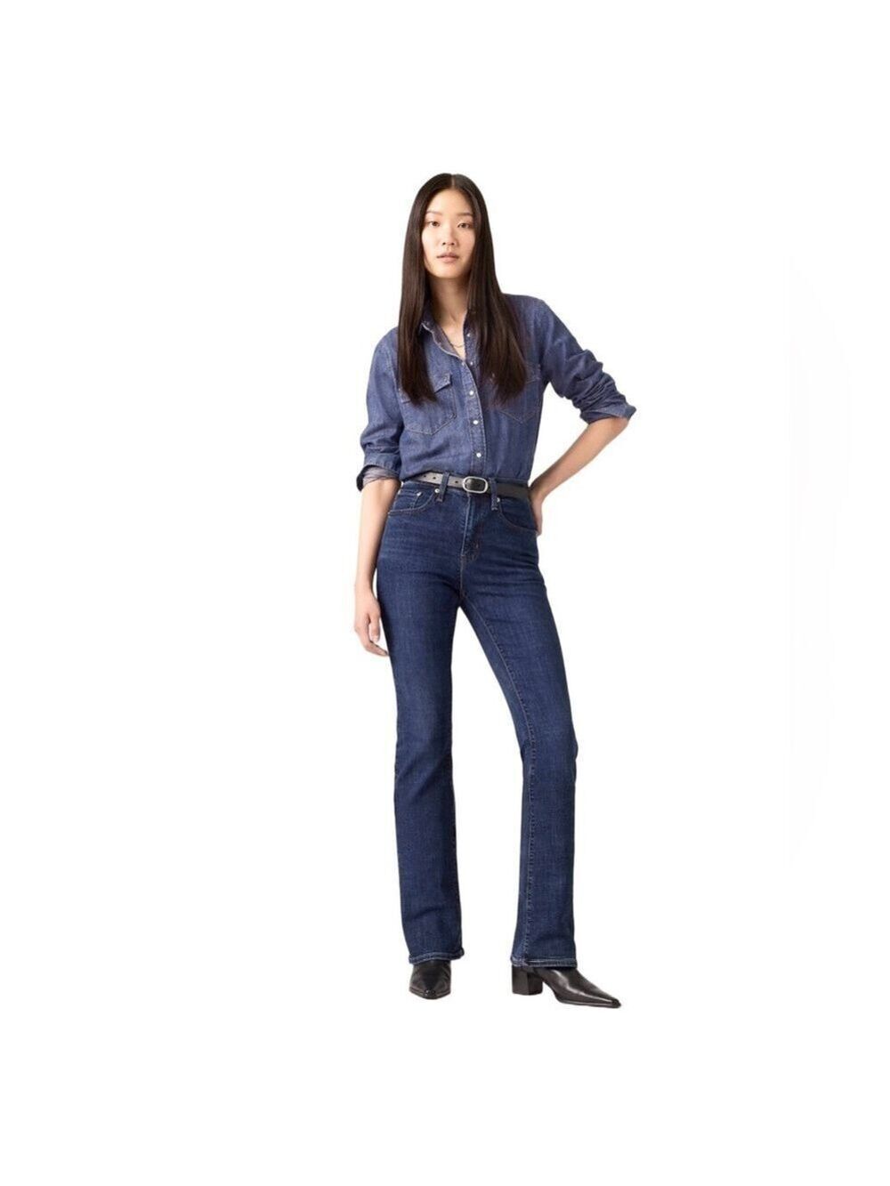 Levis 725 High Rise Bootcut Jeans in Lapis Dark Horse Sz 29